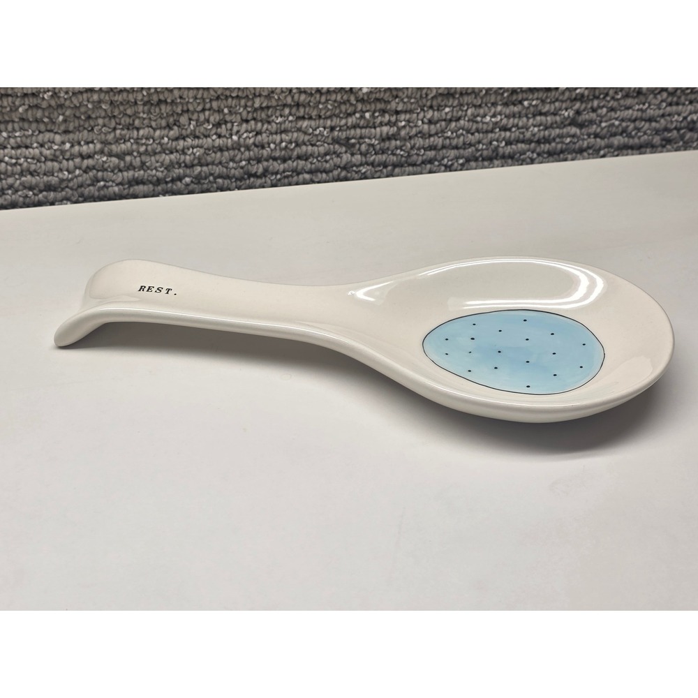 Rae Dunn REST Spoon Rest Blue Spotted Egg Artisan Collection by Magenta Ceramic